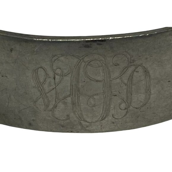 Vintage Signed Kirk Stieff Pewter Cuff Bracelet Engraved Monogram Elegant Design - Picture 2 of 4